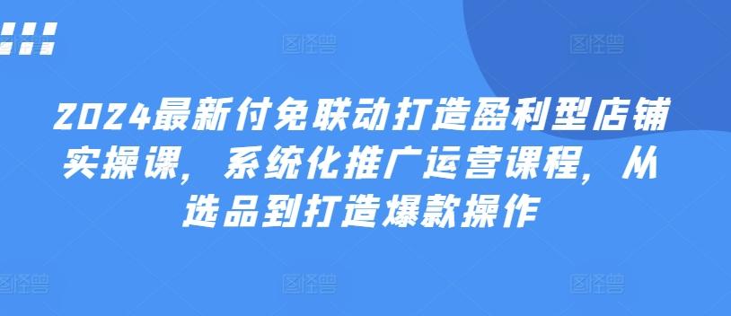 2024最新付免联动打造盈利型店铺实操课，​系统化推广运营课程，从选品到打造爆款操作-梦清网创