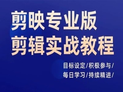剪映专业版剪辑实战教程，目标设定/积极参与/每日学习/持续精进-梦清网创