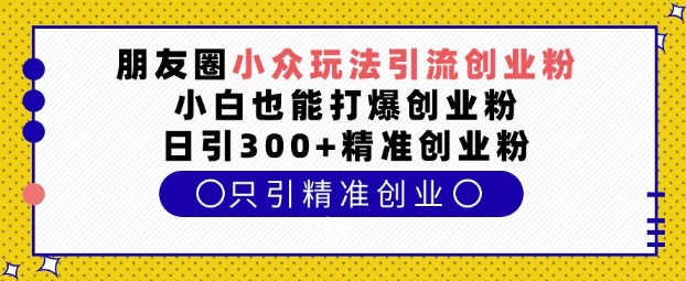 朋友圈小众玩法引流创业粉，小白也能打爆创业粉，日引300+精准创业粉【揭秘】-梦清网创