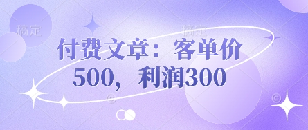付费文章：客单价500，利润300-梦清网创