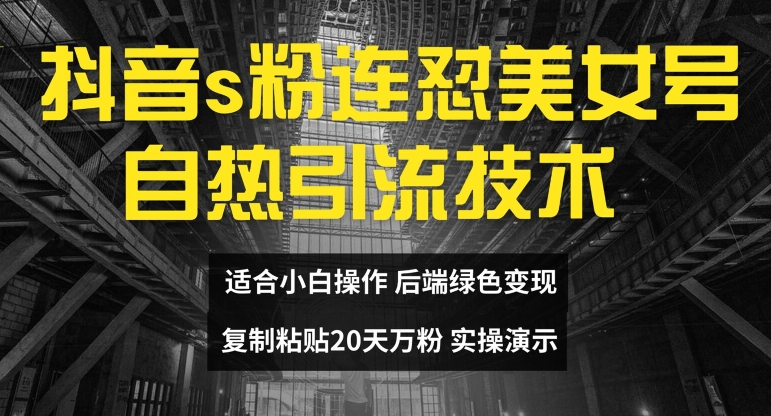 抖音s粉连怼美女号自热引流技术复制粘贴，20天万粉账号，无需实名制，矩阵操作【揭秘】-梦清网创