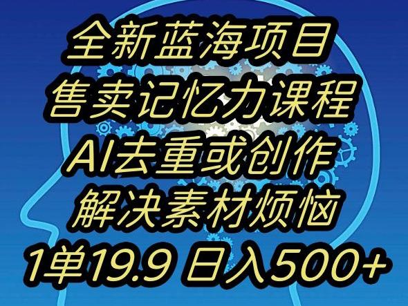 蓝海项目记忆力提升，AI去重，一单19.9日入500+【揭秘】-梦清网创