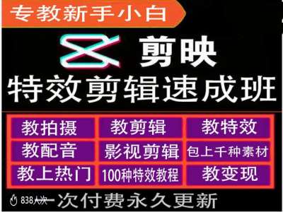 剪映特效教程和运营变现教程，特效剪辑速成班，专教新手小白-梦清网创