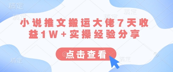 小说推文搬运大佬7天收益1W+实操经验分享-梦清网创