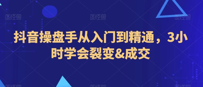 抖音操盘手从入门到精通，3小时学会裂变&成交-梦清网创