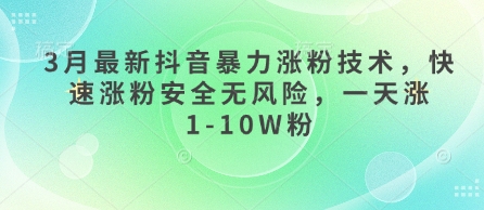 3月最新抖音暴力涨粉技术，快速涨粉安全无风险，一天涨1-10W粉-梦清网创