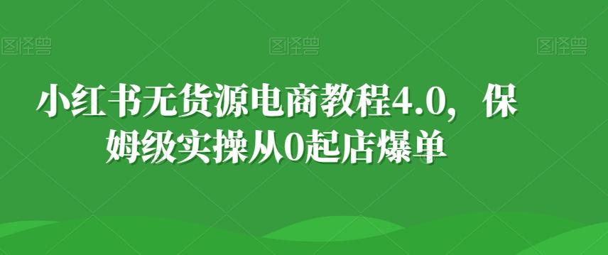 小红书无货源电商教程4.0，保姆级实操从0起店爆单【拆解】-梦清网创