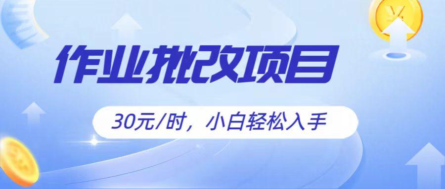 作业批改项目30元/时，简单小白轻松入手，非常适合兼职-梦清网创