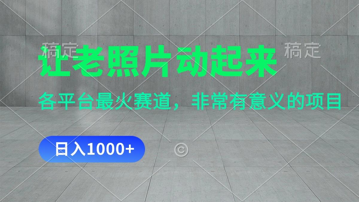 让老照片动起来，一天变现1000+，各平台最火赛道，看完就会-梦清网创