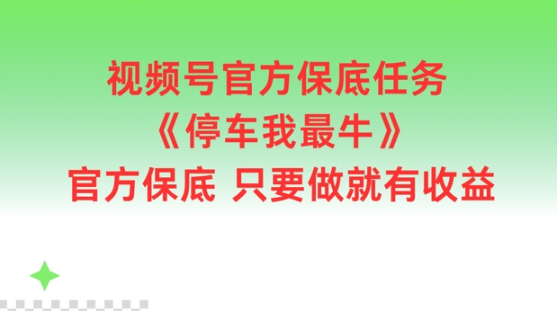 视频号官方保底任务，停车我最牛，官方保底只要做就有收益【揭秘】-梦清网创