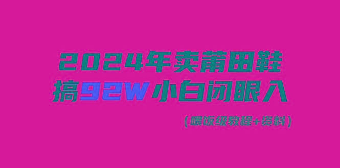 (9329期)2024年卖莆田鞋，搞了92W，小白闭眼操作！-梦清网创