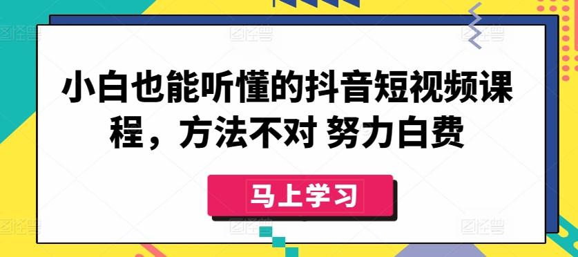 小白也能听懂的抖音短视频课程，方法不对 努力白费-梦清网创