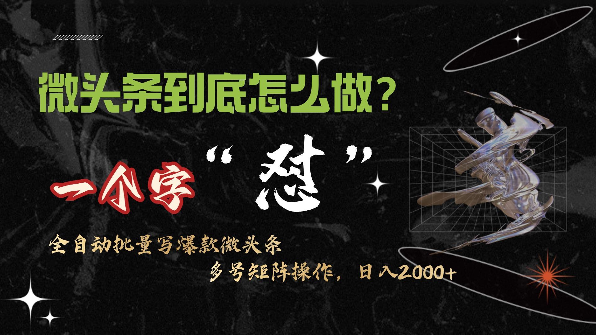 (9809期)微头条最新最强连怼操作，10分钟50条，真正解放双手，月入1w+-梦清网创