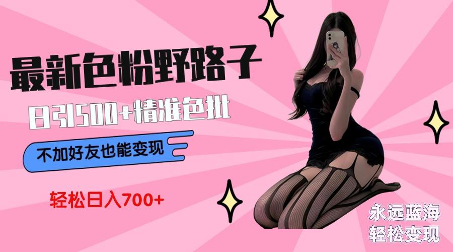 最新色粉变现野路子，日引500+老色批 可不加好友直接变现 小白轻松日入700+-梦清网创