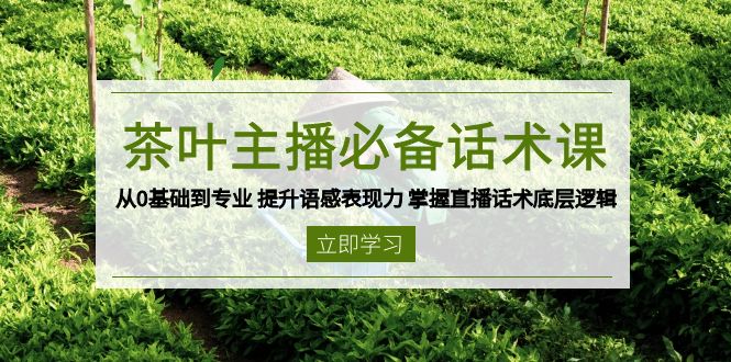 茶叶 主播必备话术课 从0基础到专业 提升语感表现力 掌握直播话术底层逻辑-梦清网创