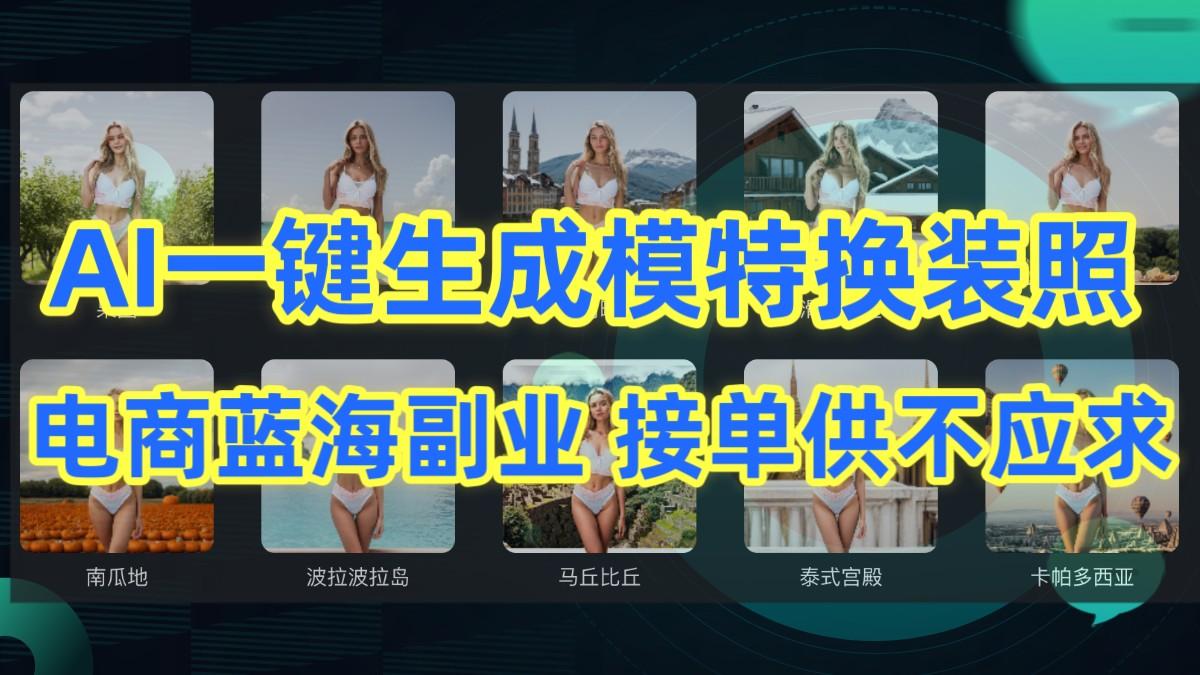 AI制作一键生成模特换装照，电商蓝海副业，接单供不应求-梦清网创