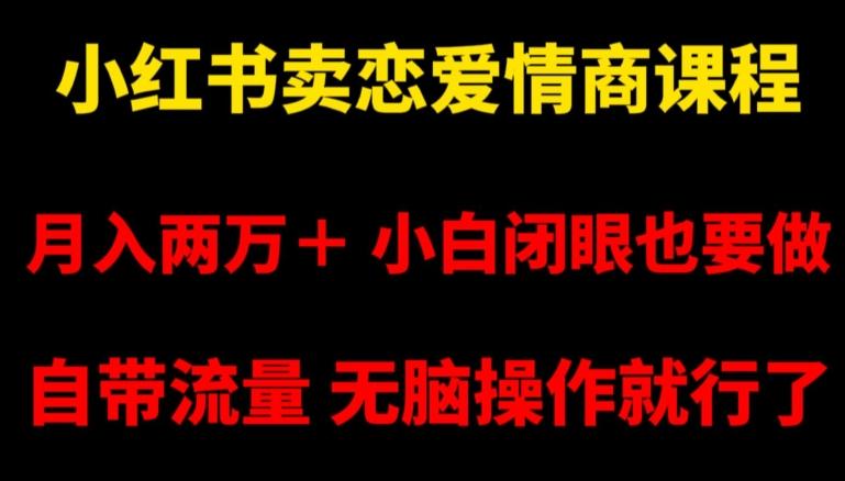 小红书卖恋爱情商课程，月入两万＋，小白闭眼也要做，自带流量，无脑操作就行了【揭秘】-梦清网创