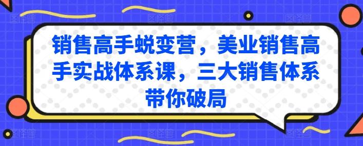 销售高手蜕变营，美业销售高手实战体系课，三大销售体系带你破局-梦清网创