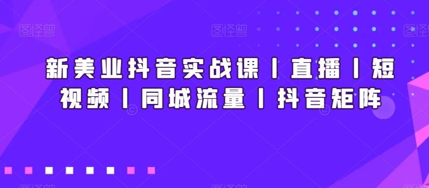 新美业抖音实战课丨直播丨短视频丨同城流量丨抖音矩阵-梦清网创