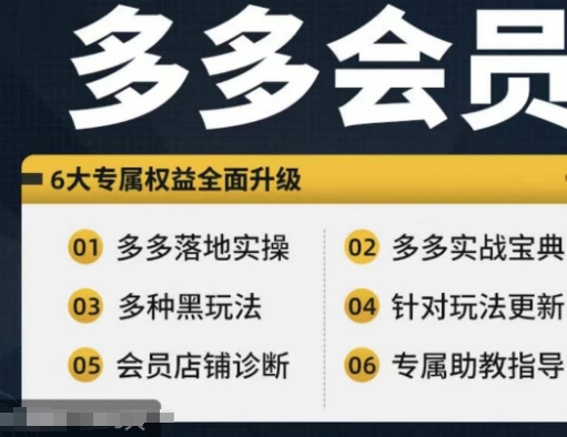 拼多多会员，拼多多实战宝典+实战落地实操，从新手到高阶内容全面覆盖-梦清网创