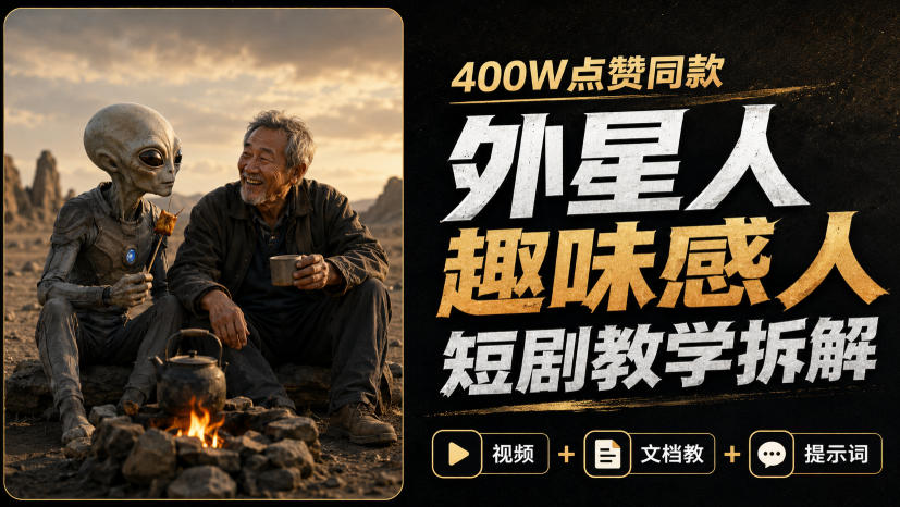 400W点赞同款外星人趣味感人短剧教学拆解,视频+文档教+提示词-梦清研习社
