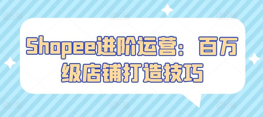 Shopee进阶运营：百万级店铺打造技巧-梦清网创