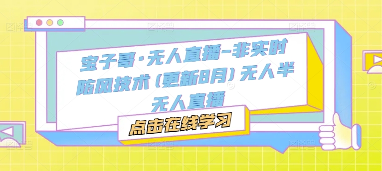 宝子哥·无人直播-非实时防风技术(更新8月)无人半无人直播-梦清网创
