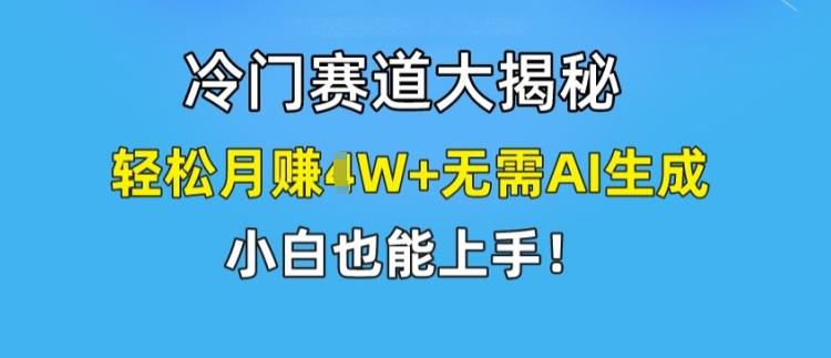 冷门赛道大揭秘，轻松月赚1W+无需AI生成，小白也能上手【揭秘】-梦清网创