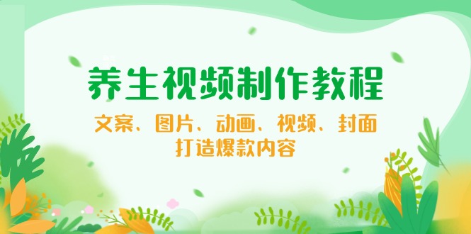 养生视频制作教程，文案、图片、动画、视频、封面，打造爆款内容-梦清网创