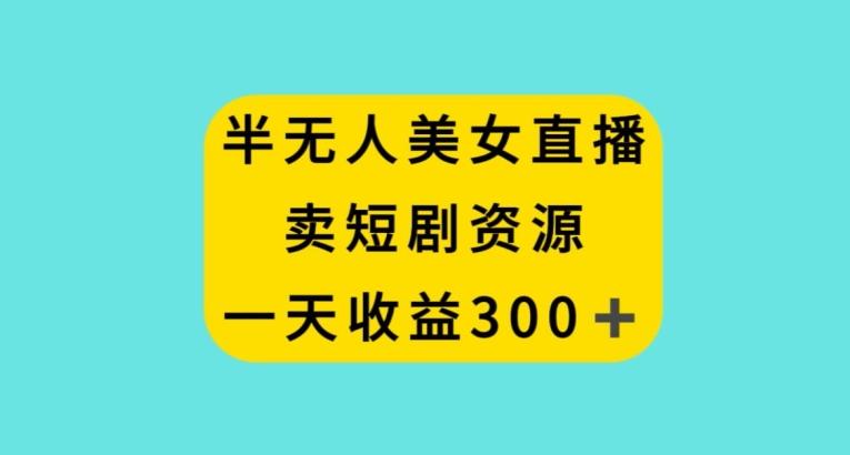 半无人美女直播，卖短剧资源，一天收益300+【揭秘】-梦清网创