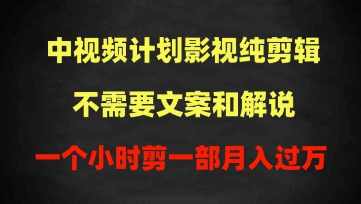 中视频计划影视纯剪辑，不需要文案和解说，一个小时剪一部，100%过原创月入过万【揭秘】-梦清网创