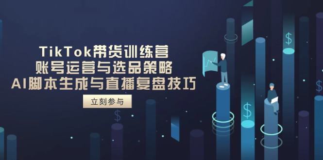 TikTok带货训练营，账号运营与选品策略，AI脚本生成与直播复盘技巧-梦清网创