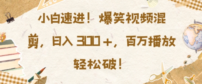小白速进，爆笑视频混剪，日入3张，百万播放轻松破【揭秘】-梦清网创