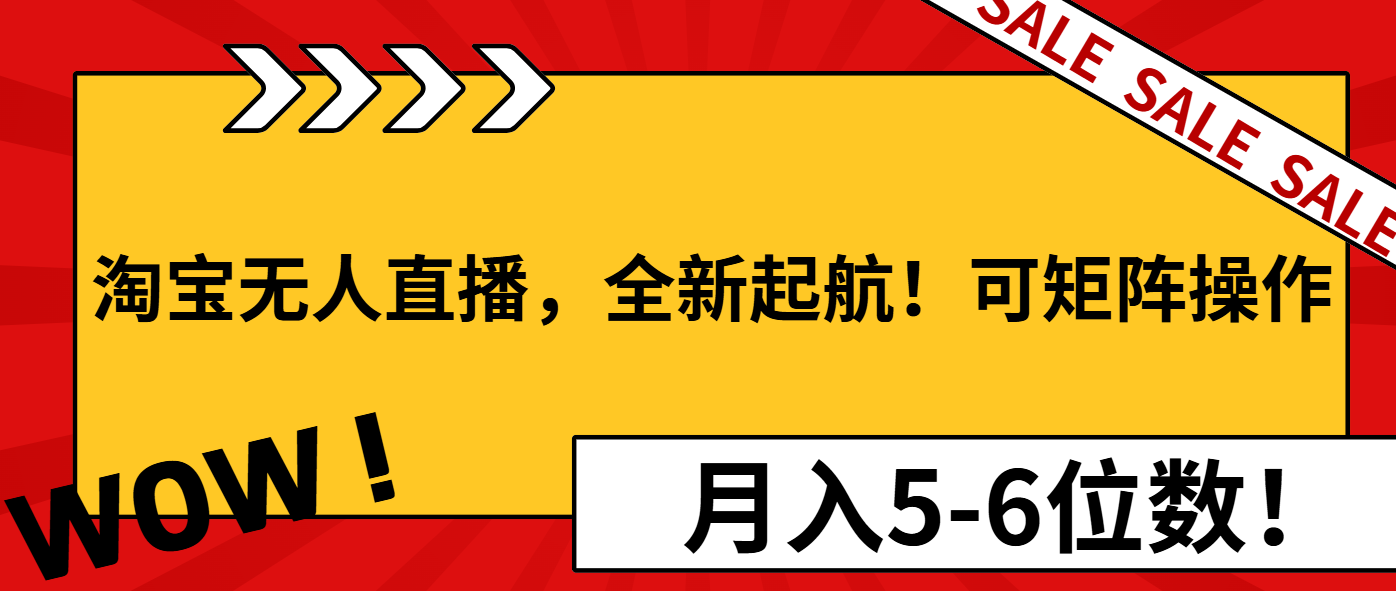 淘宝无人直播，全新起航！可矩阵操作，月入5-6位数！-梦清网创