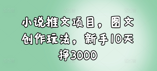 小说推文项目，图文创作玩法，新手10天挣3000-梦清网创