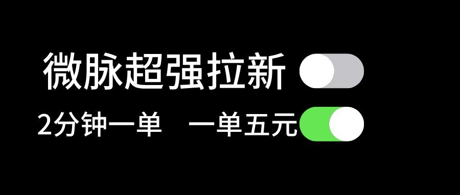 微脉超强拉新， 两分钟1单， 一单利润5块，适合小白-梦清网创