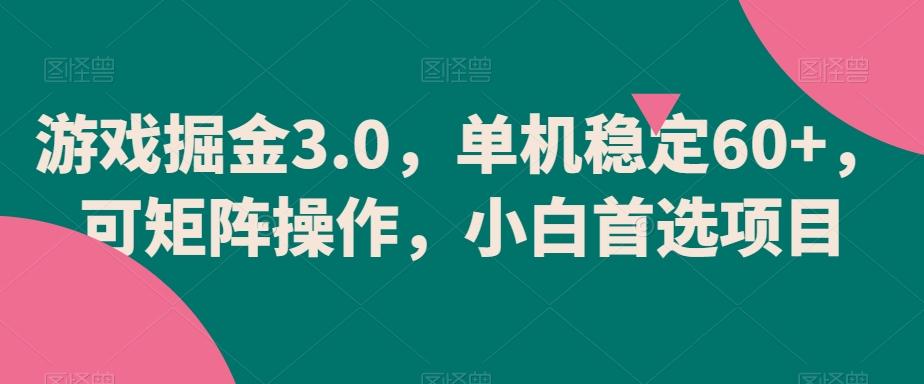 游戏掘金3.0，单机稳定60+，可矩阵操作，小白首选项目【揭秘】-梦清网创