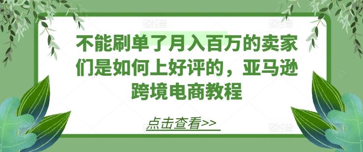 不能刷单了月入百万的卖家们是如何上好评的，亚马逊跨境电商教程-梦清网创