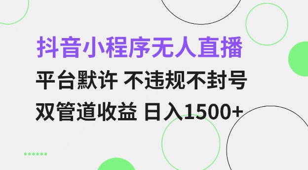 抖音小程序无人直播 平台默许 不违规不封号 双管道收益 日入多张 小白也能轻松操作【仅揭秘】-梦清网创