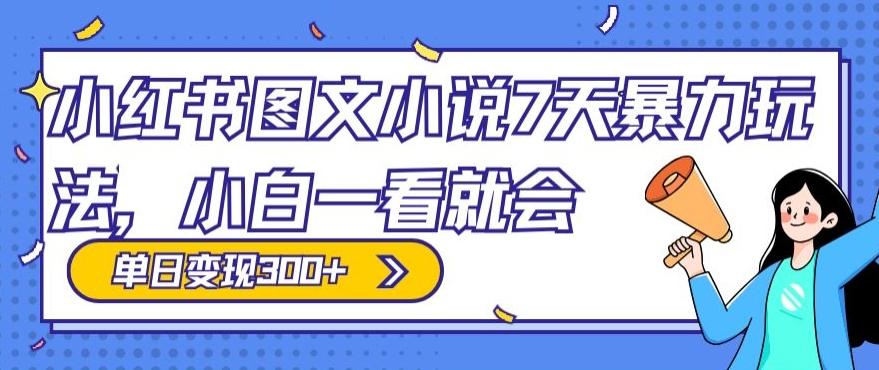 小红书图文小说7天暴力玩法，小白一看就会，单日变现300+-梦清网创
