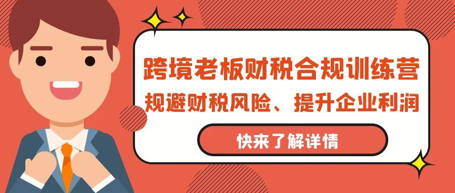 (9838期)跨境老板-财税合规训练营，规避财税风险、提升企业利润-梦清网创