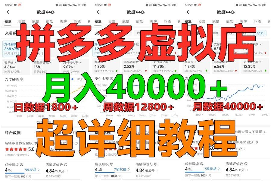 拼多多虚拟电商训练营月入40000+，全网最详细，你做你也行，暴利稳定长久-梦清网创
