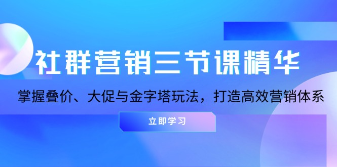 社群营销三节课精华：掌握叠价、大促与金字塔玩法，打造高效营销体系-梦清网创
