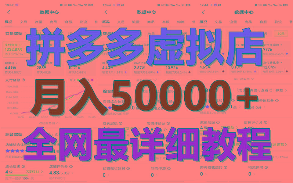 拼多多虚拟电商训练营月入50000+你也行，暴利稳定长久，副业首选-梦清网创