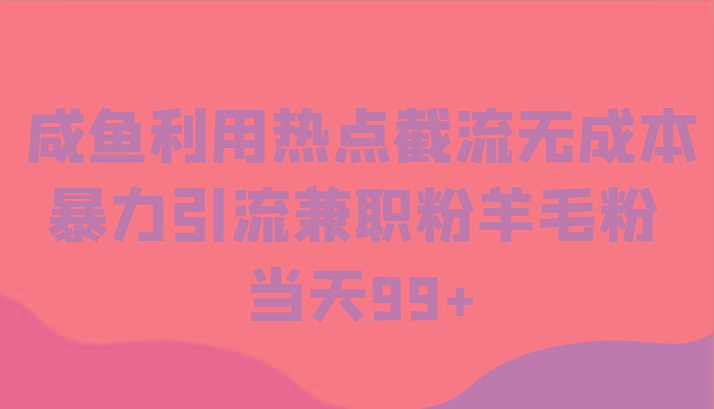 咸鱼利用热点截流无成本暴力引流兼职粉羊毛粉 当天99+-梦清网创