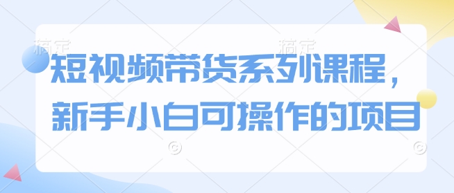 短视频带货系列课程，新手小白可操作的项目-梦清网创