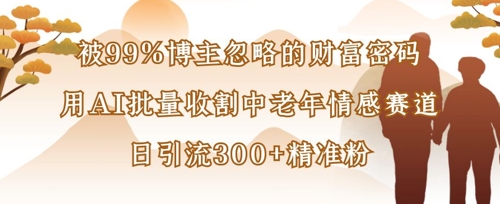 被99%博主忽略的财富密码：用AI批量收割中老年情感赛道，日引流300+精准粉-梦清网创