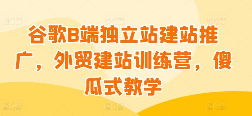 谷歌B端独立站建站推广，外贸建站训练营，傻瓜式教学-梦清网创